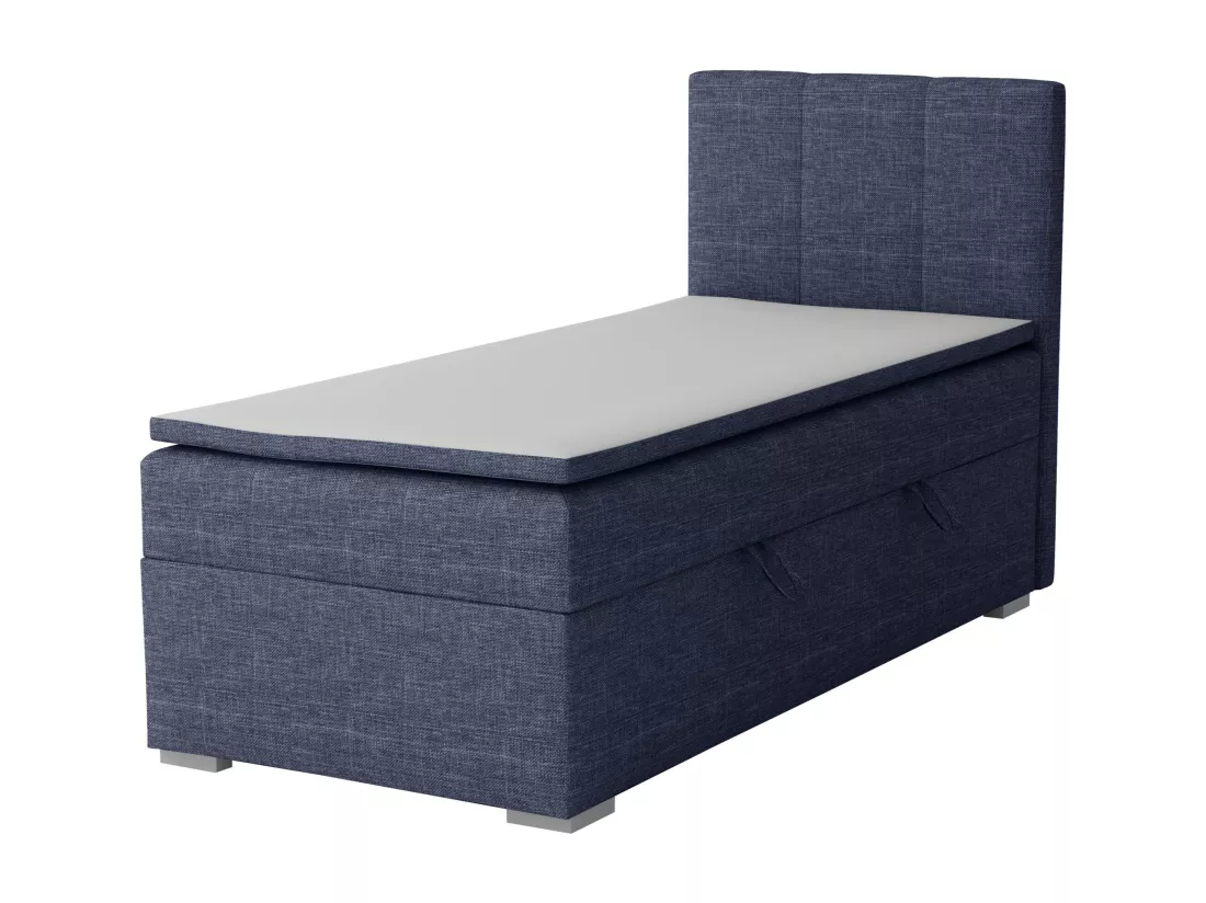 LIT SIMPLE avec tiroir de rangement et surmatelas, côté droit Monaco Mini 100x200 cm, Lux 20 (Bleu jean)