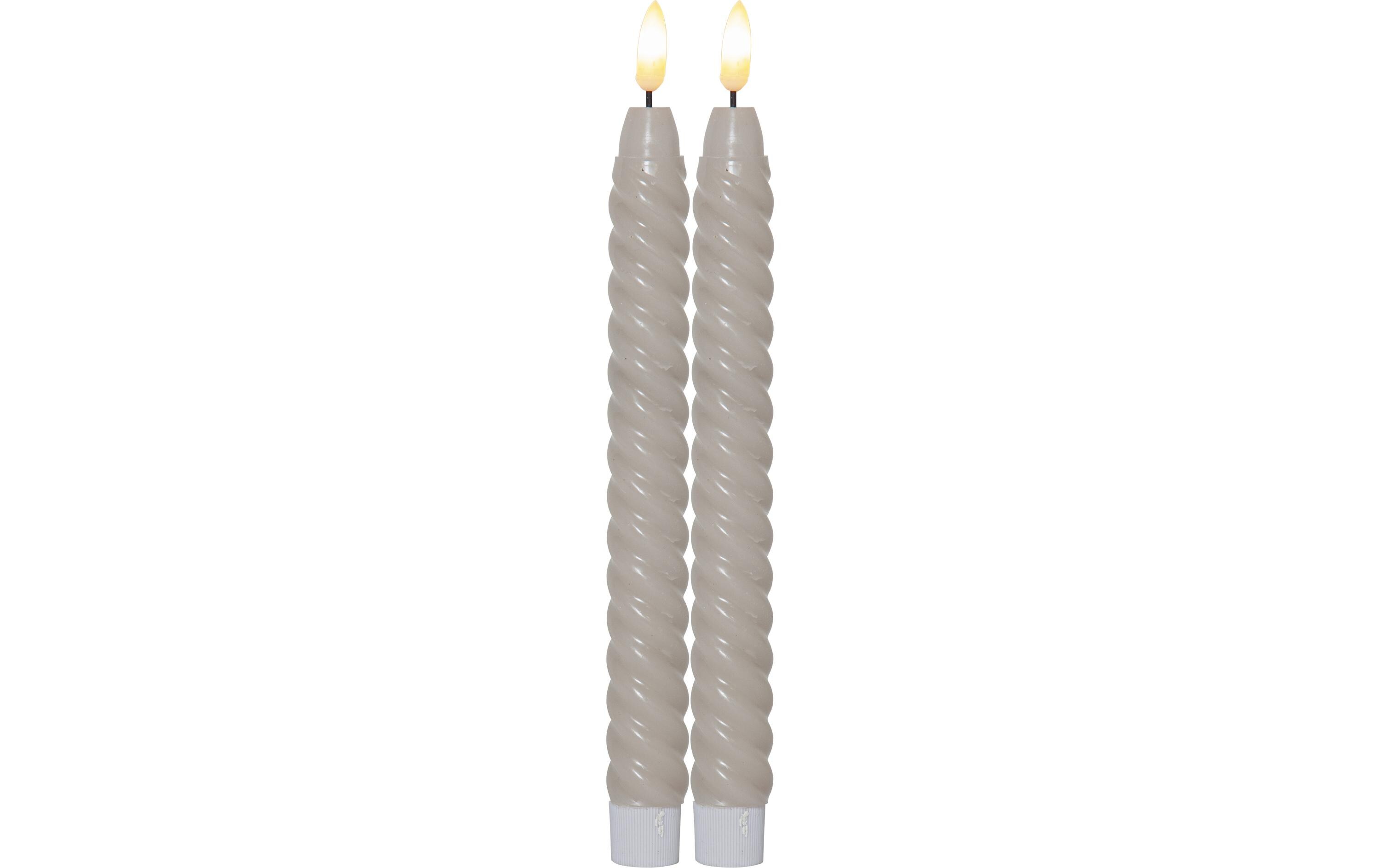 LED-Stabkerzen Set Flamme Swirl, Ø 2.3 x 25 cm, Beige, 2 StkKünstliche Kerze mit beweglicher Flamme