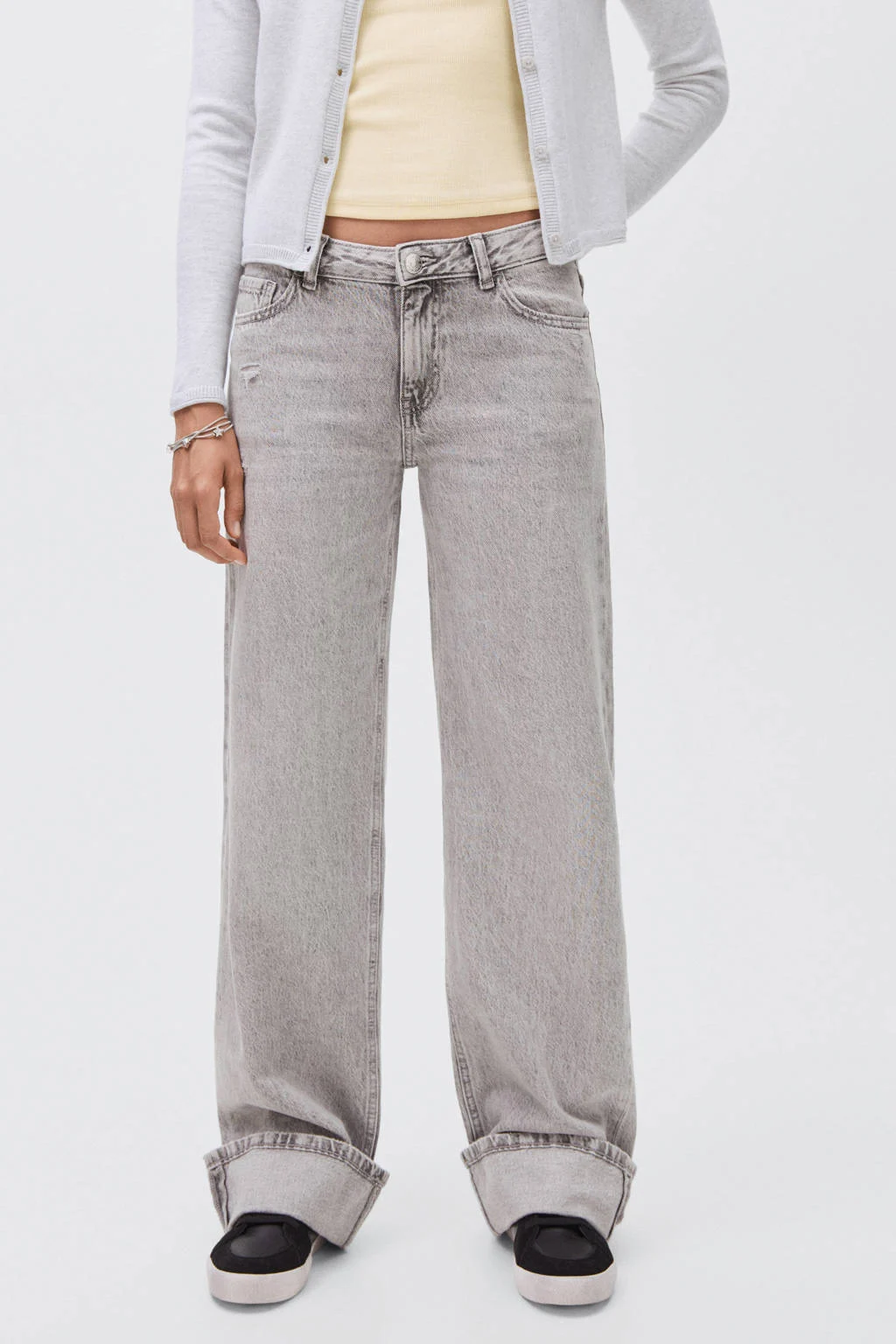 MANGO TEEN wide leg jeans grey denim