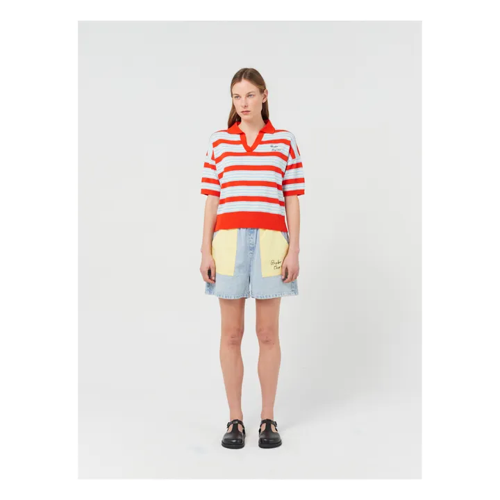 Bobo Choses Pull Col Polo Rayures Coton Bio x Smallable | Bleu