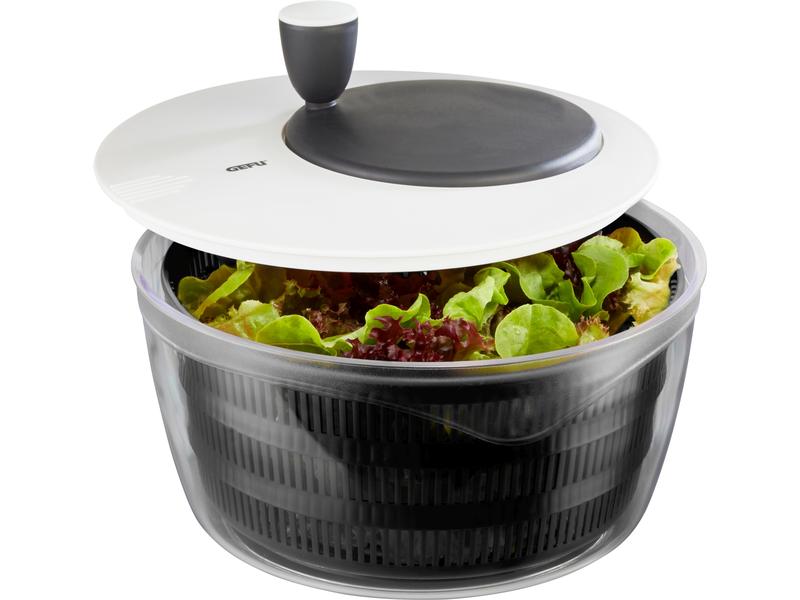 GEFU Salatschleuder Rotare 25 cm, Schwarz/Weiss Schleuder für Salat
