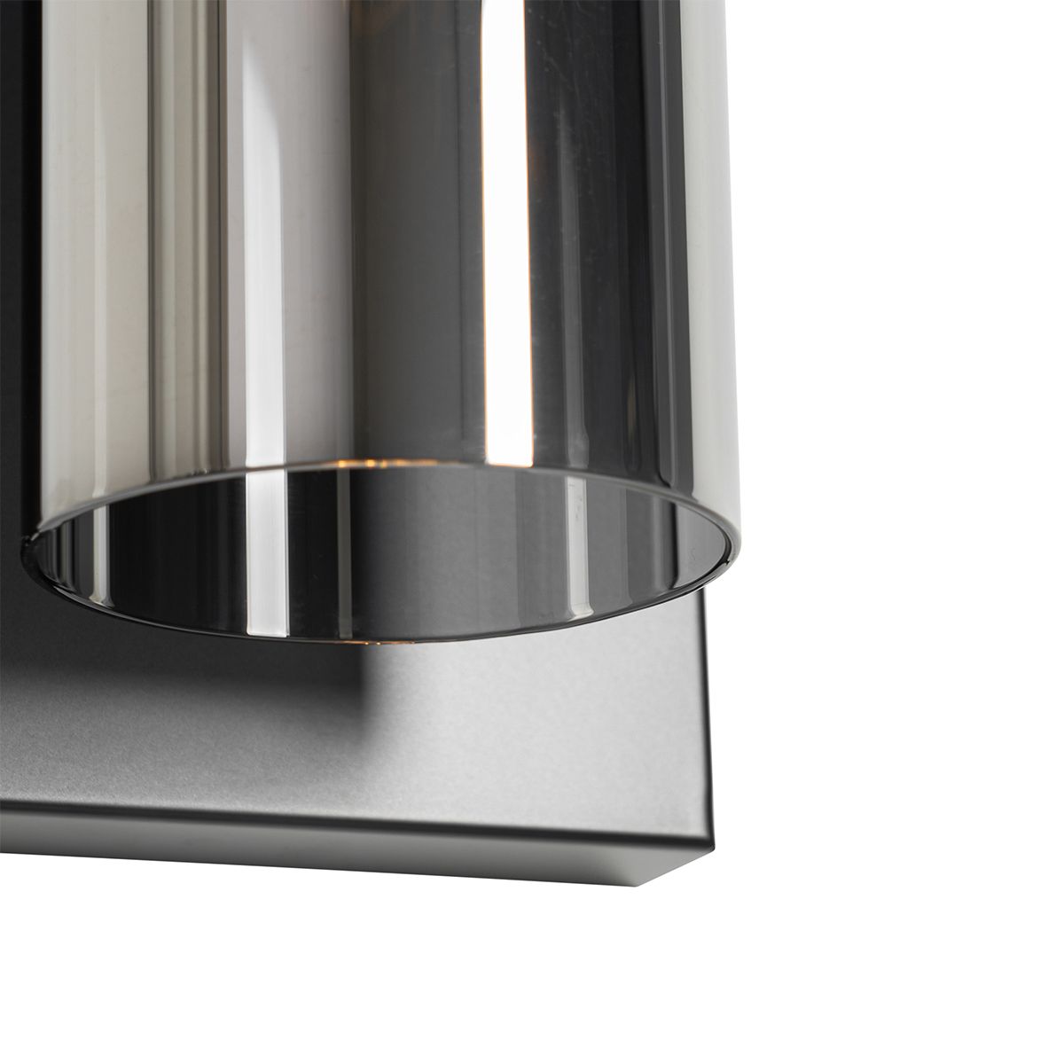 Moderne wandlamp zwart met smoke glas - Stavelot