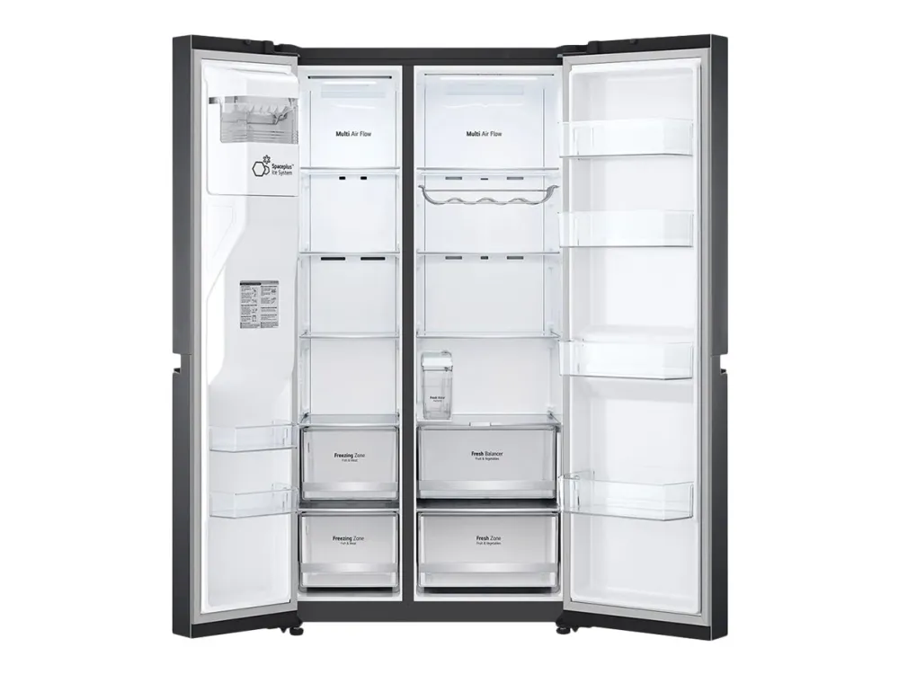 LG GSLV71MCLE - Køleskab/fryser - side-by-side med vanddispenser, isdispenser - Wi-Fi - bredde: 91.3 cm - dybde: 73.5 cm - højde: 179 cm - 635 liter - Klasse E - matsort stål