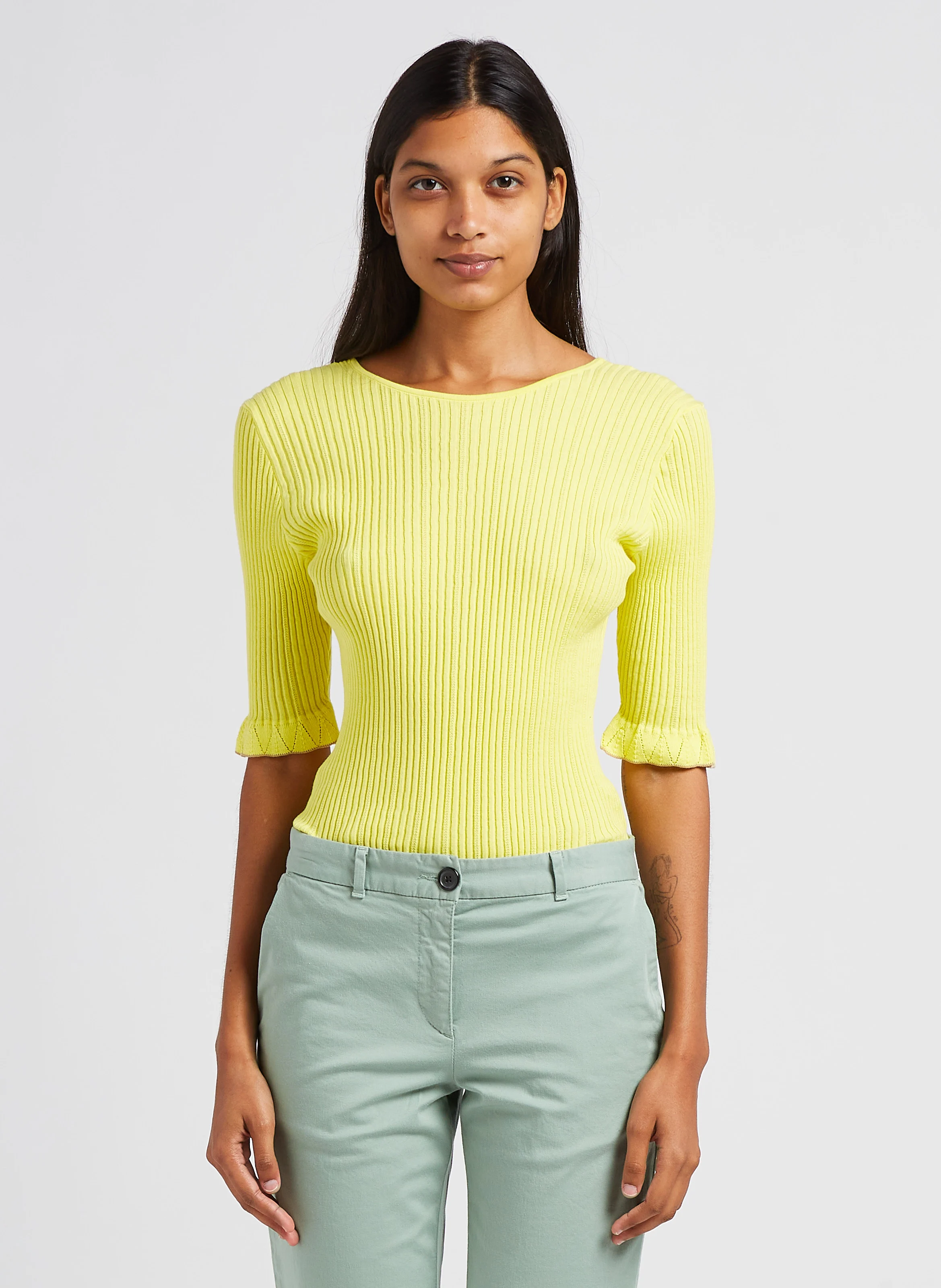 Pull col rond moulant | Vert