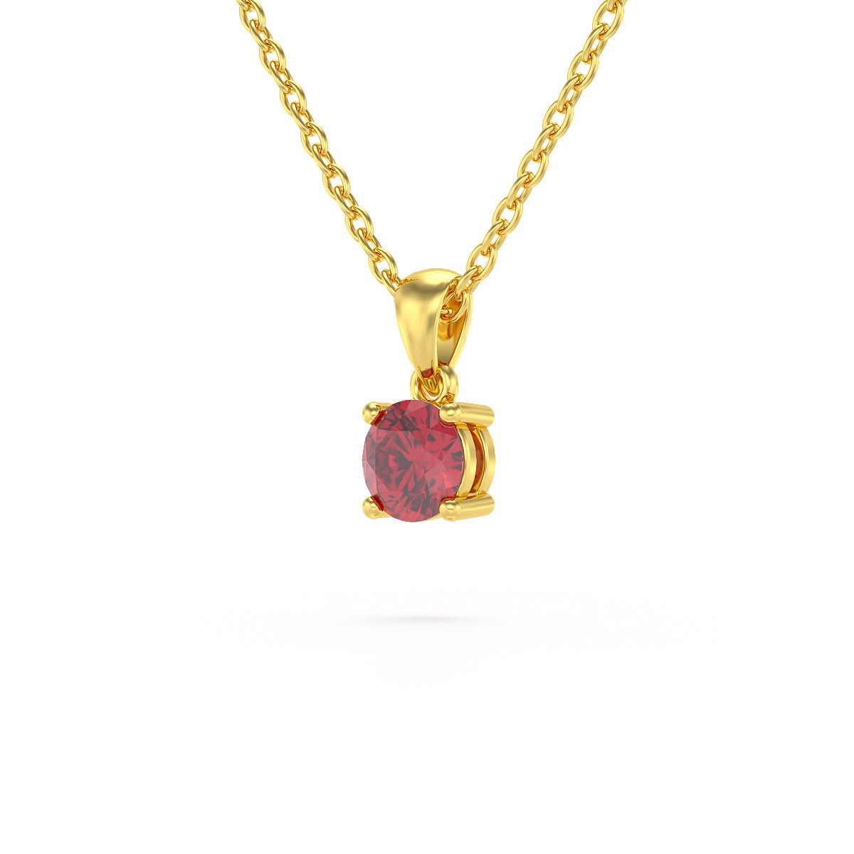 Collier Pendentif Or Jaune 585 Rubis - Bijou Précieux | Aden