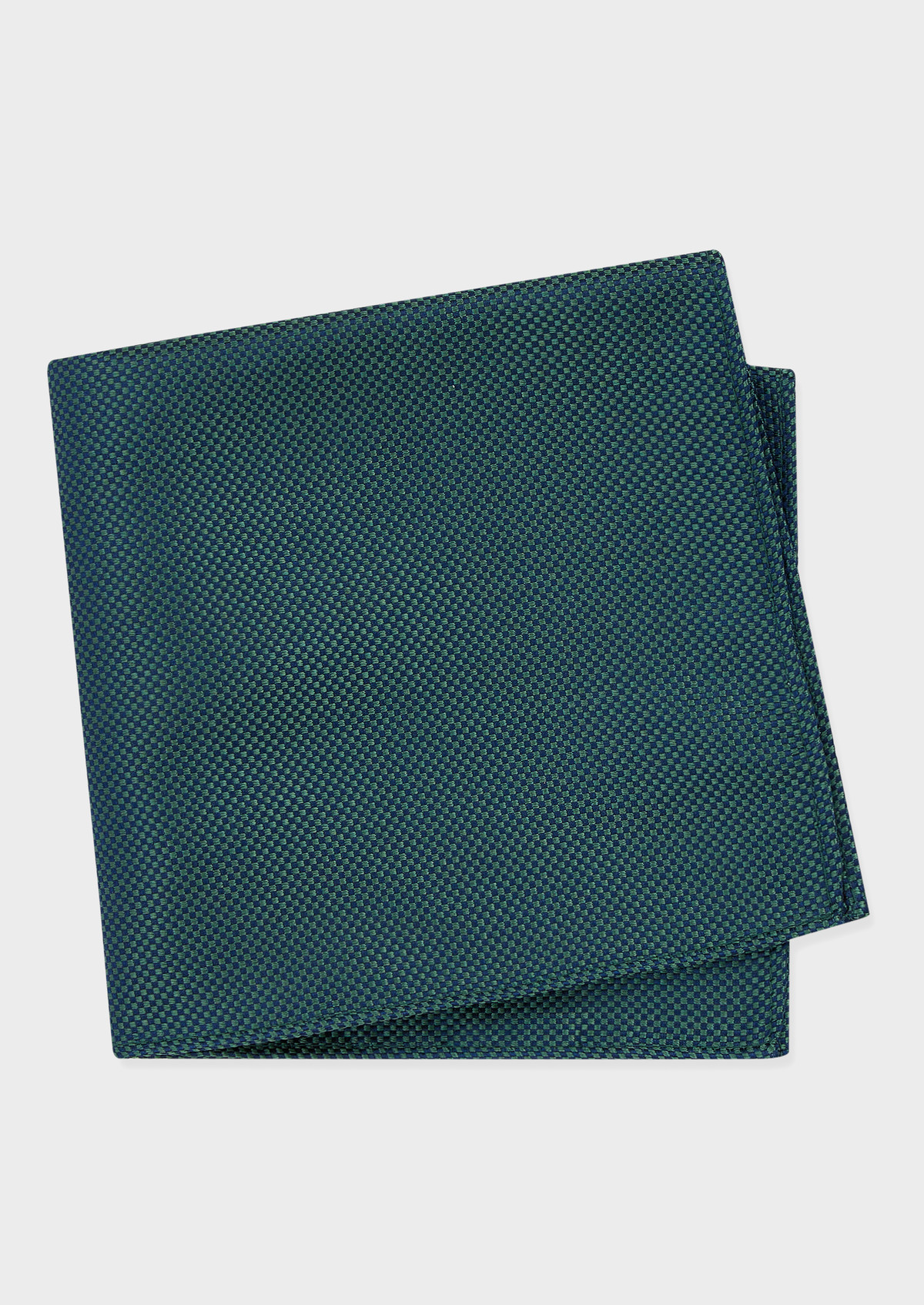 Pochette en soie à carreaux bleu marine et vert bouteille