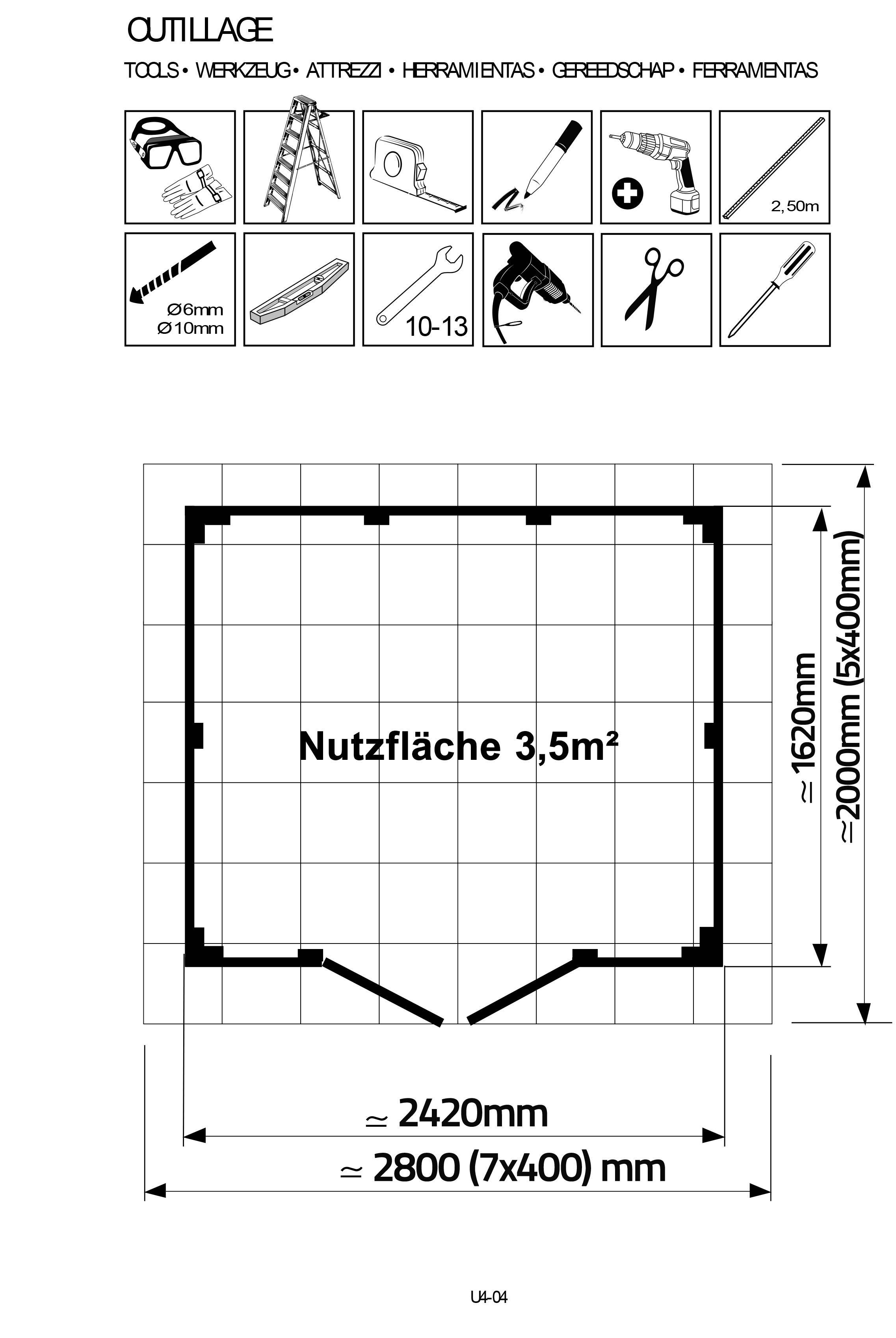 Grosfillex UTILITY Gartenhaus V4 2-türig grau/grün