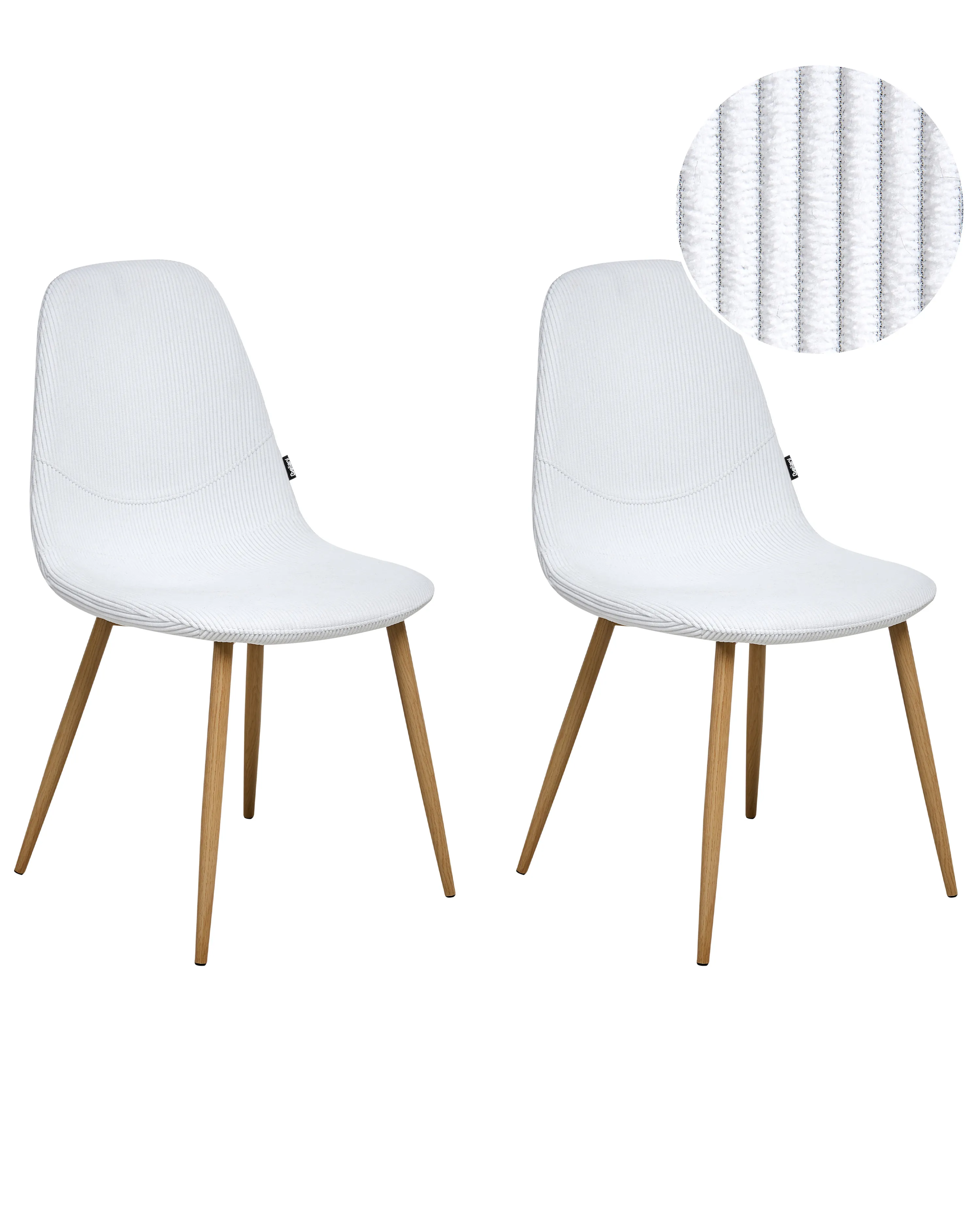 Set van 2 eetkamerstoelen HILDEN Corduroy Wit