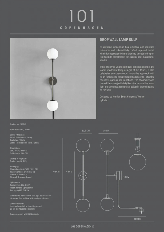 101 Copenhagen Drop Bulp wandlamp