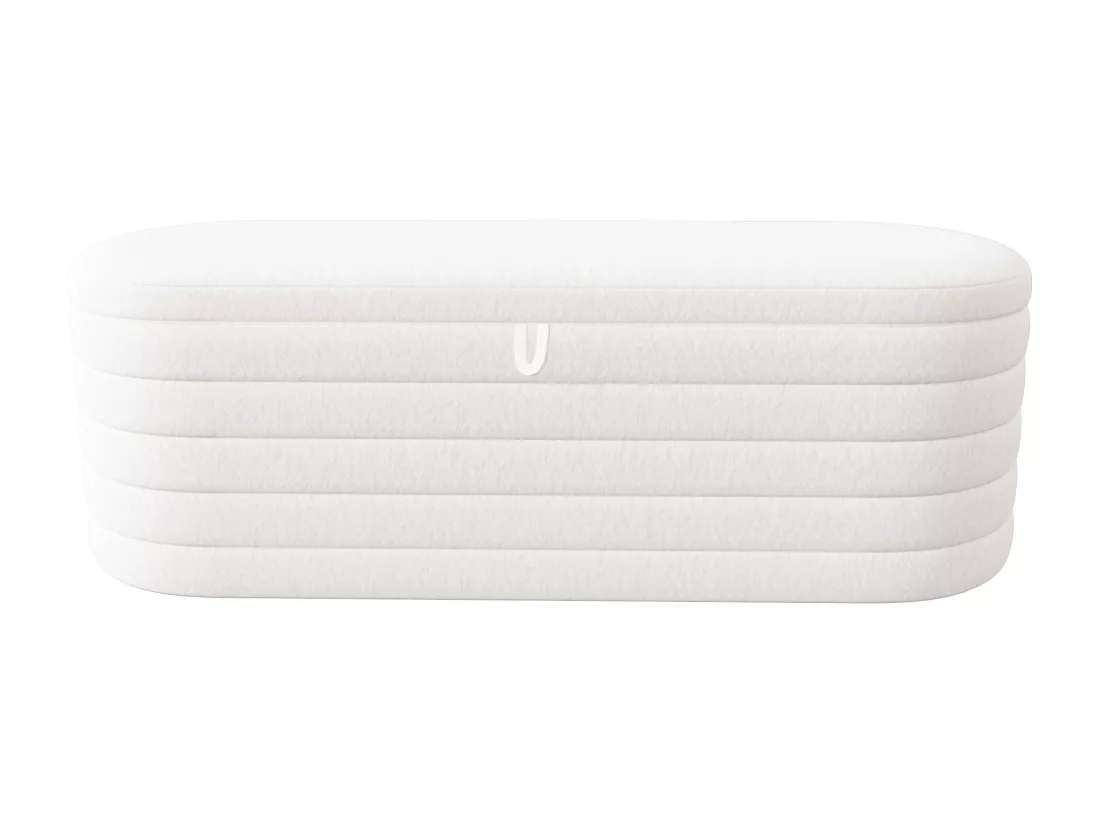 Banc de rangement 120x40x40 cm - en tissu peluche - Blanc