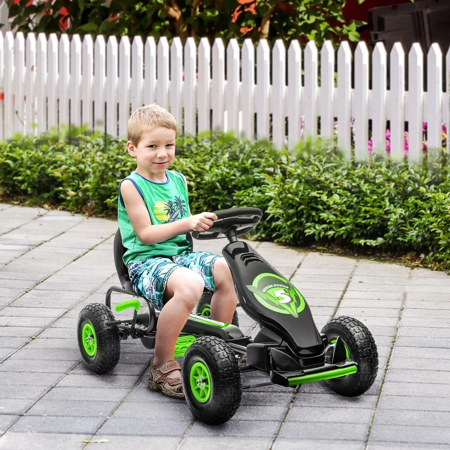HOMCOM Go Kart mit verstellbarem Schalensitz schwarz, grün