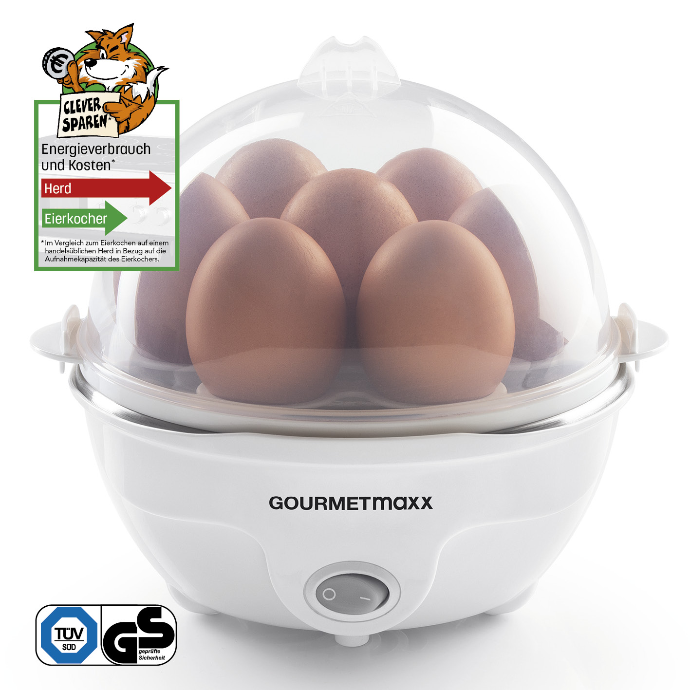 GOURMETmaxx Eierkocher für 7 Eier 350W weiß