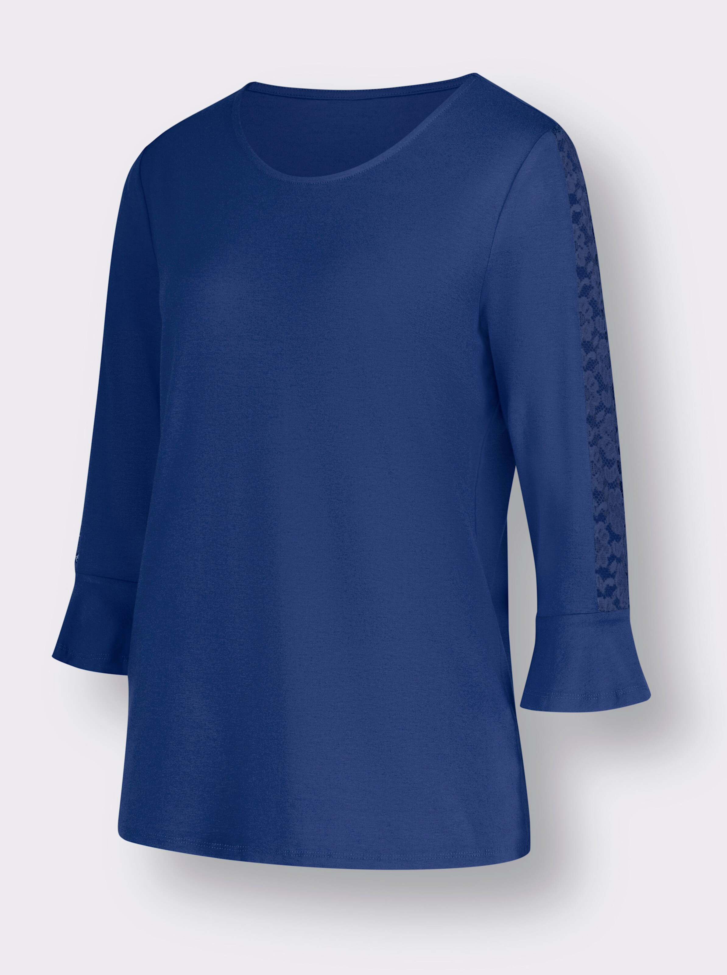 34-Arm-Shirt mit Spitzeneinsatz