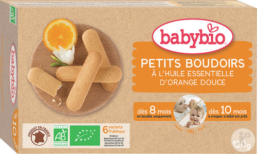 Babybio Petits Boudoirs Bio Bébé À L'Huile Essentielle D'Orange Douce Dès 8 Mois 120g