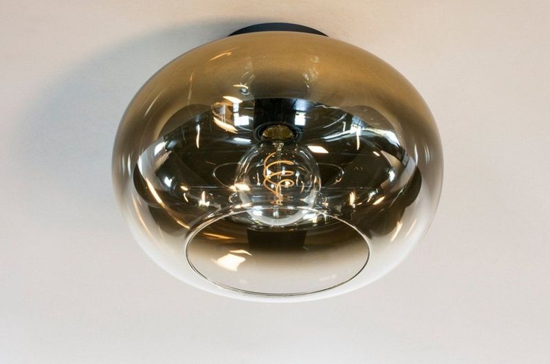 Goud - Ronde Plafondlamp - Goud Glas - Diameter 31 cm