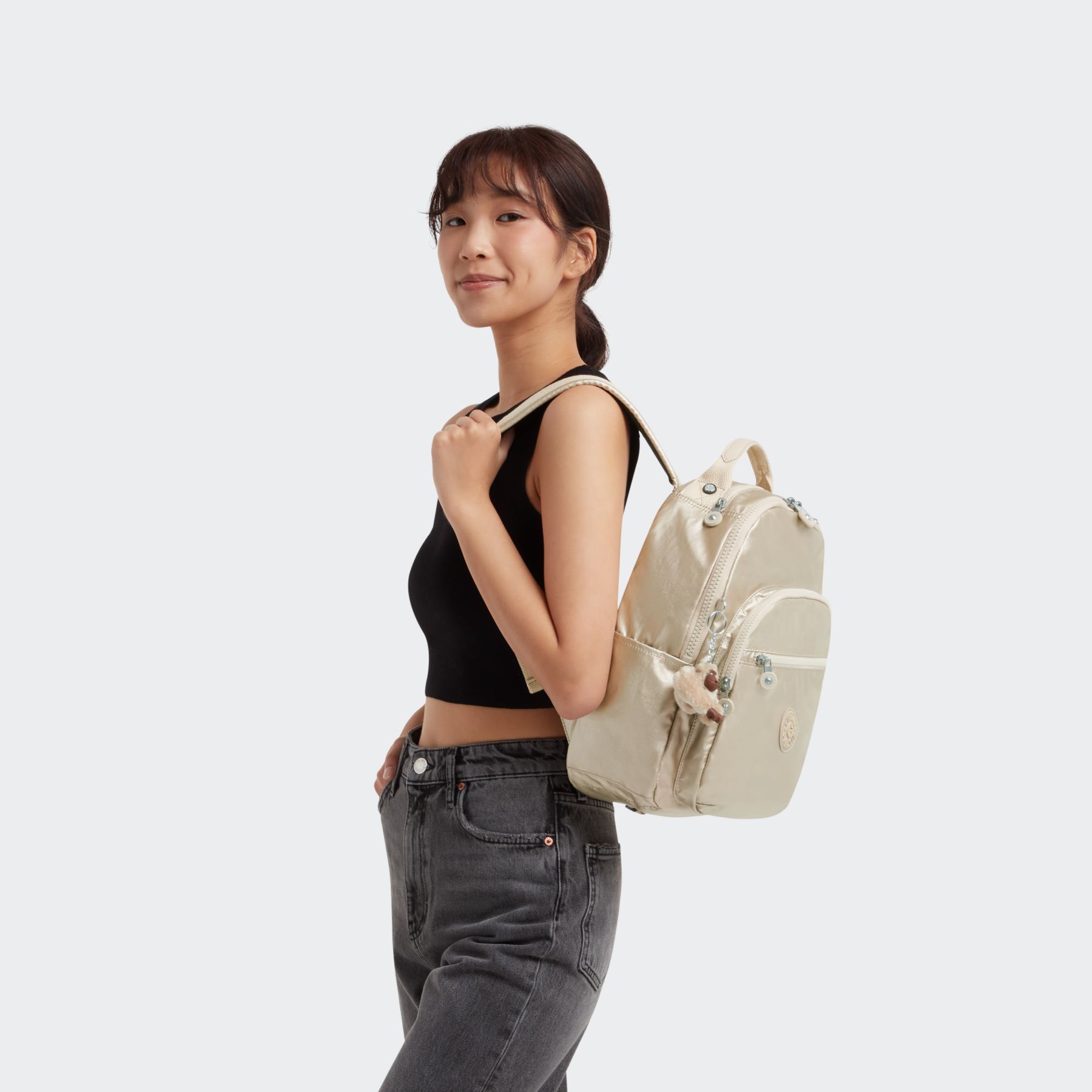 SEOUL S Petit Sac à Dos avec Compartiment pour Tablette - Starry Gold Metallic