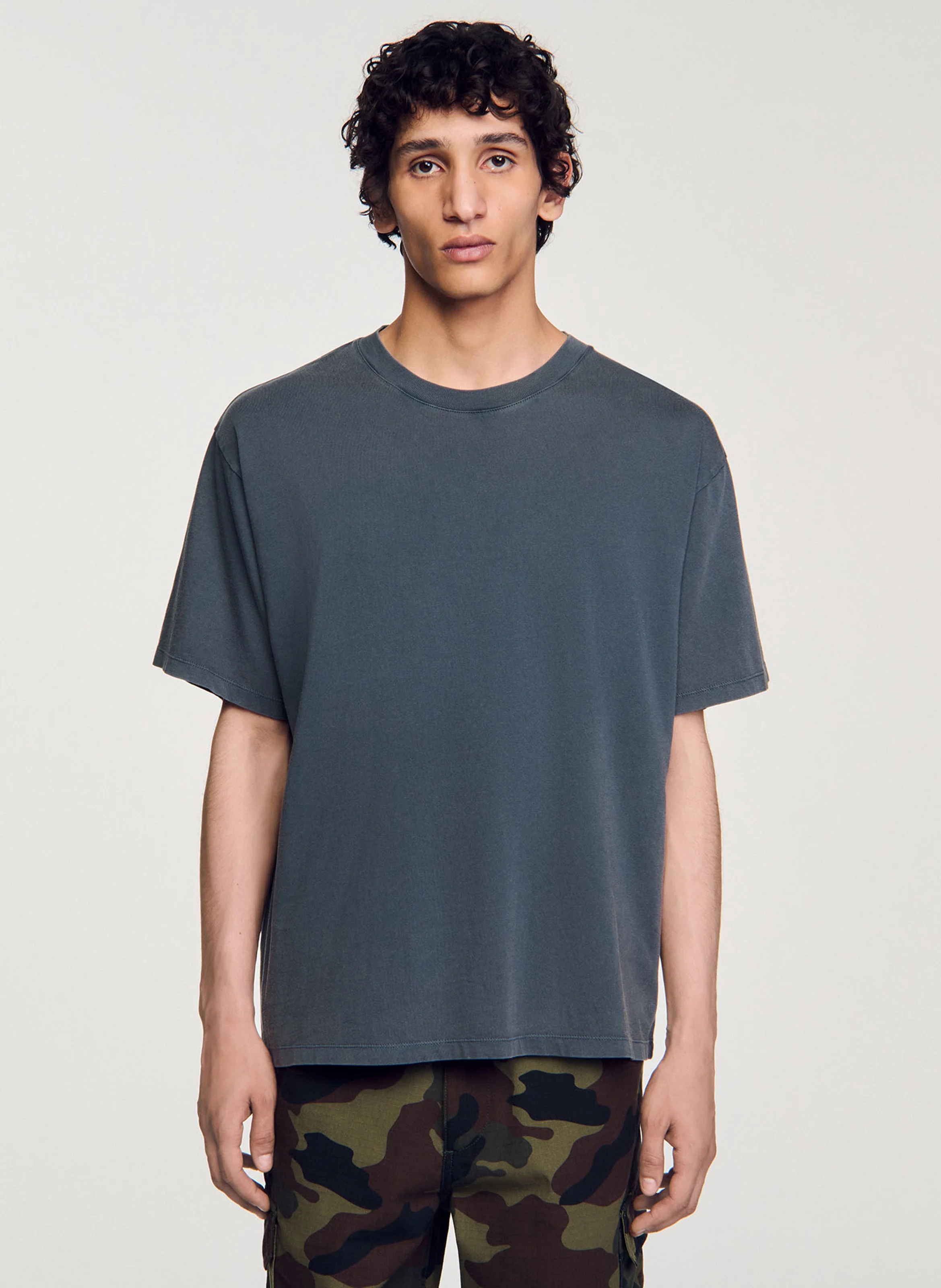 Tee-shirt col rond en coton | Gris