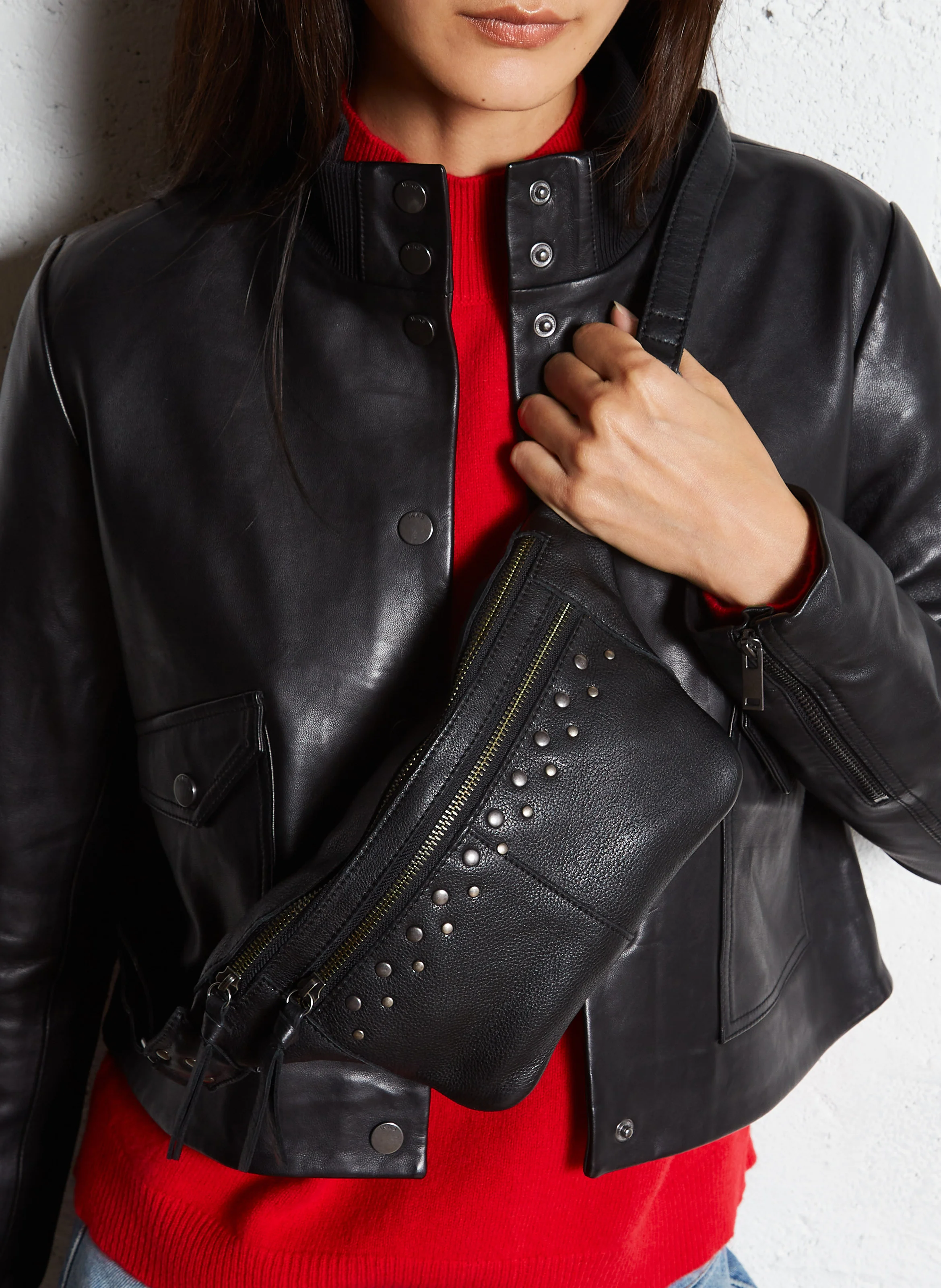 NADJA - Sac banane en cuir| Noir