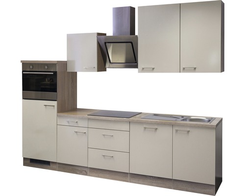 Flex Well keukenblok met apparatuur Nepal 280 cm kasjmier glanzend gedemonteerde variant omkeerbaar 00011581