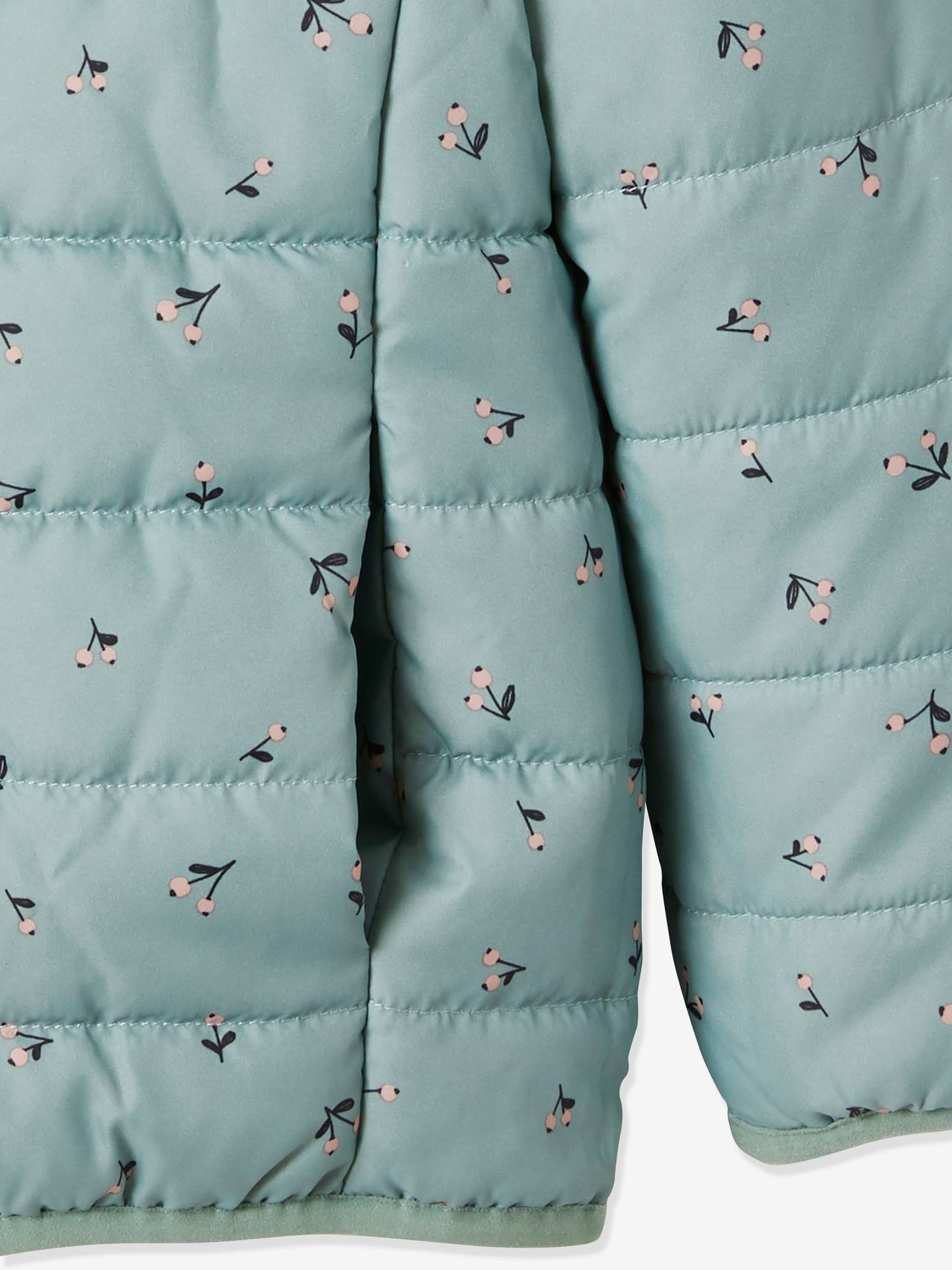Parka com capuz 3 em 1, jaqueta acolchoada e enchimento de poliéster reciclado, para meninas, rosa escuro liso.