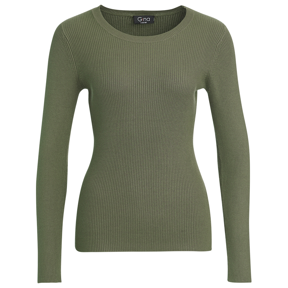Gina Damen Pullover aus Rippstrick dunkelgrün