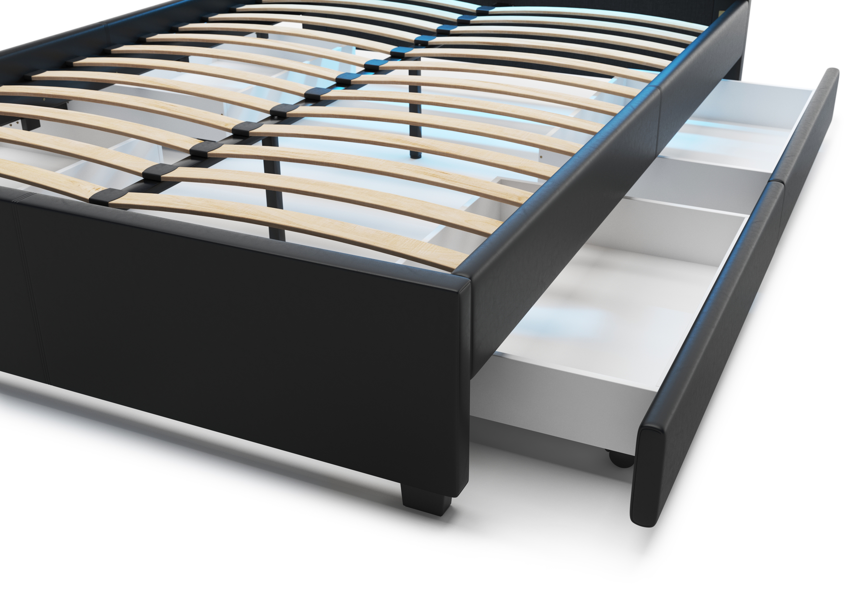 Lederbett LED TRANCE 140 x 200 cm schwarz