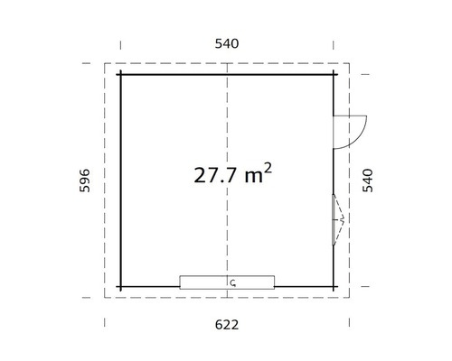 Palmako Roger enkele garage, 27,7 m², met sectionaaldeur 622 x 596 cm, natuurlijke afwerking