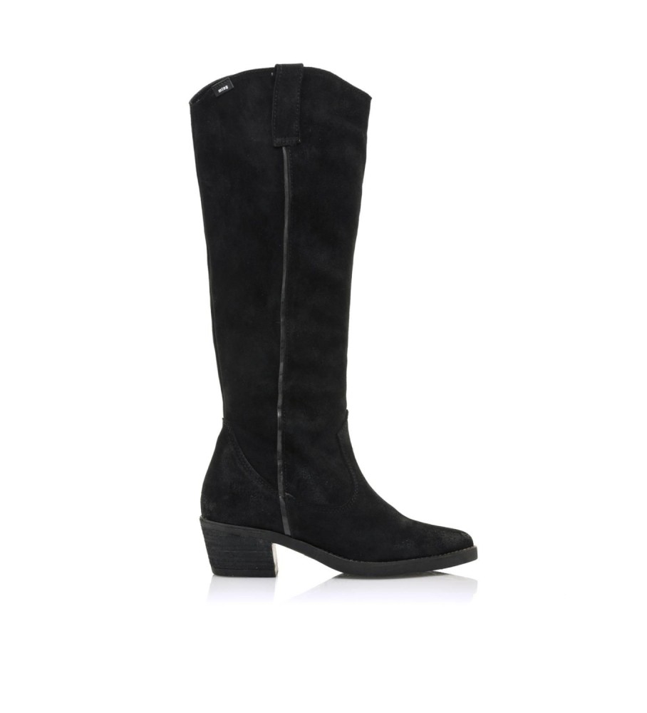 Botas Mustang Teo em couro preto - Salto de 5 cm -