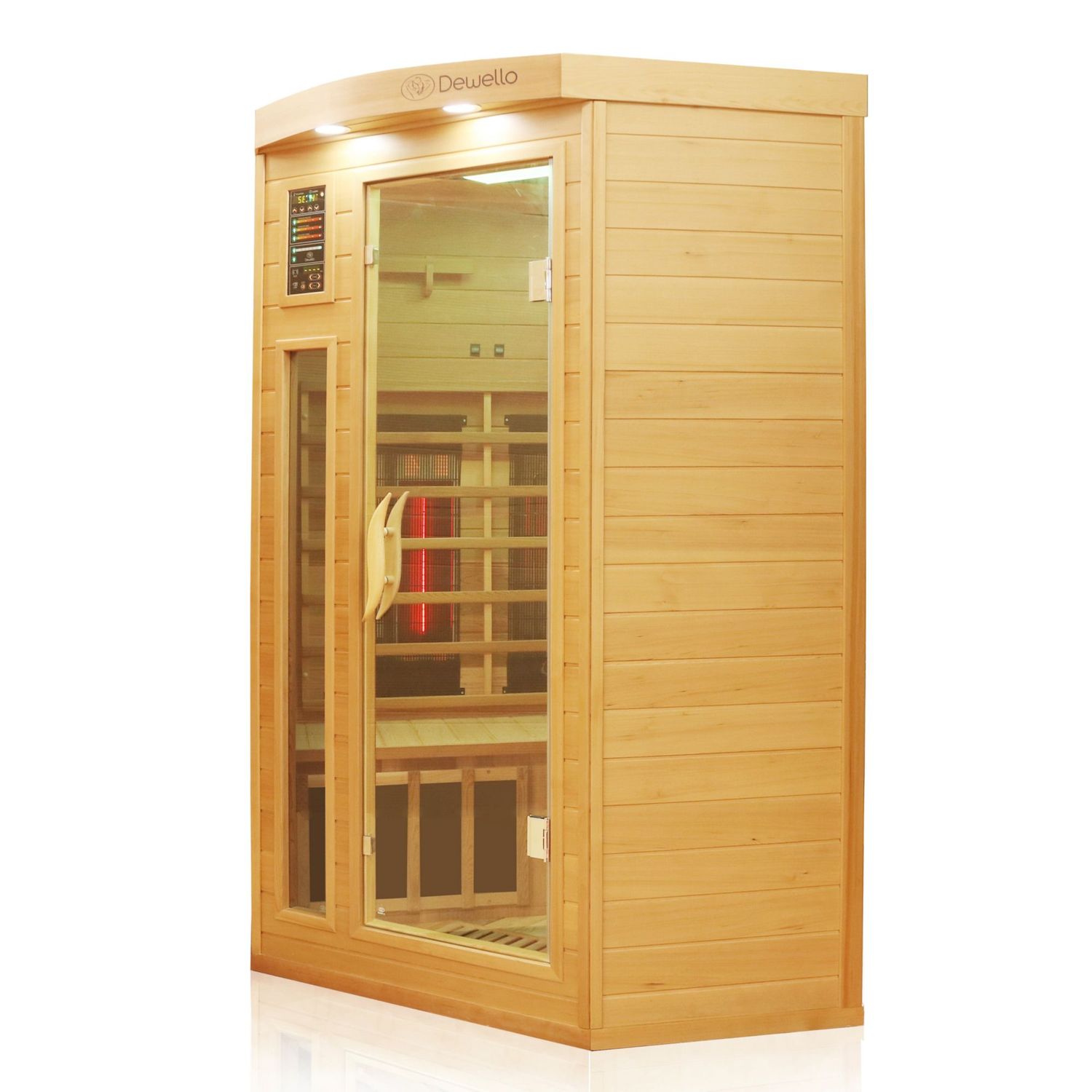 Dewello® Infrarotkabine Infrarotsauna LAKEFIELD PRO Hemlock-Zeder 140cm x 140cm inkl. Vollspektrumstrahler, Bodenstrahler