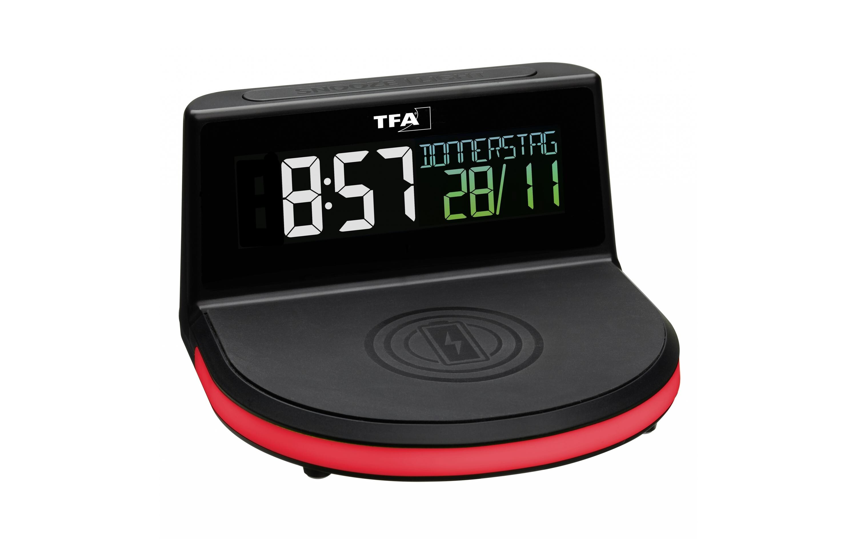 Digitalwecker Charge-it-Wireless SchwarzDigitalwecker mit kabelloser Ladestation