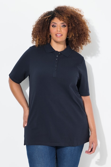 Poloshirt, Piqué, Polokragen, Samt-Knopfleiste, Halbarm