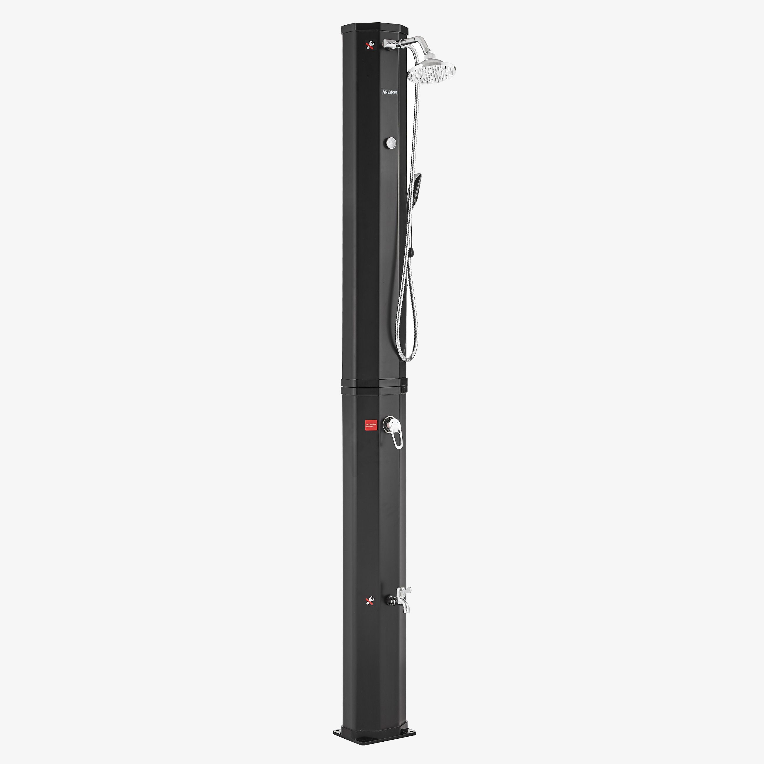 Solardusche 60L schwarz + Bodenplatte Anthrazit