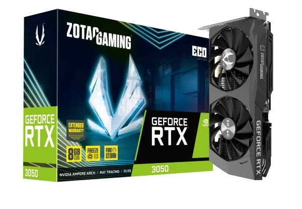 ZOTAC GAMING GeForce RTX 3050 ECO - Grafikkort - GF RTX 3050 - 8 GB GDDR6 - PCIe 4.0 x8 - 3 x DisplayPort, HDMI