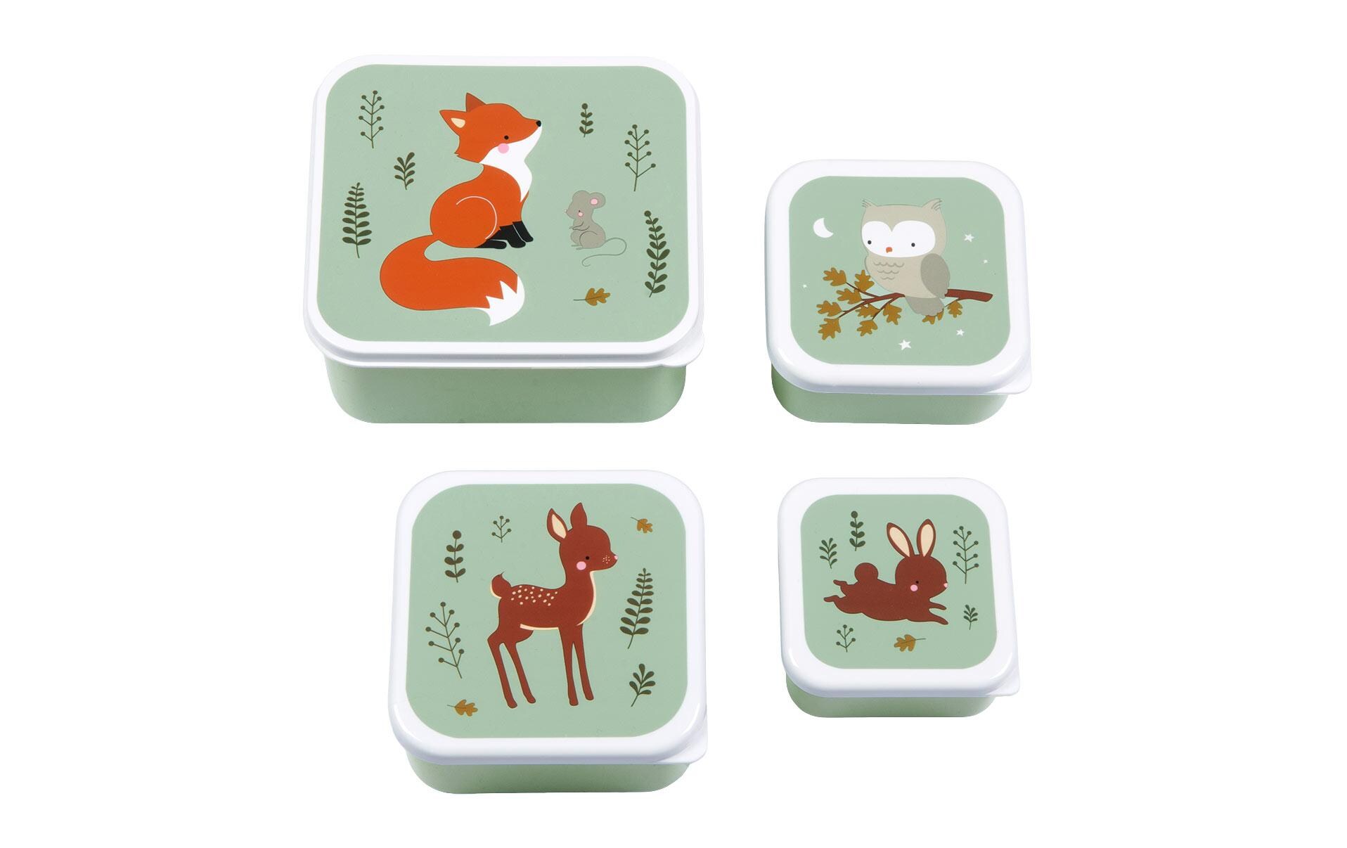 Lunchbox & Snack Box Set Forest Friends, HellgrünLunch- und Snackbox Set mit praktischem Spender