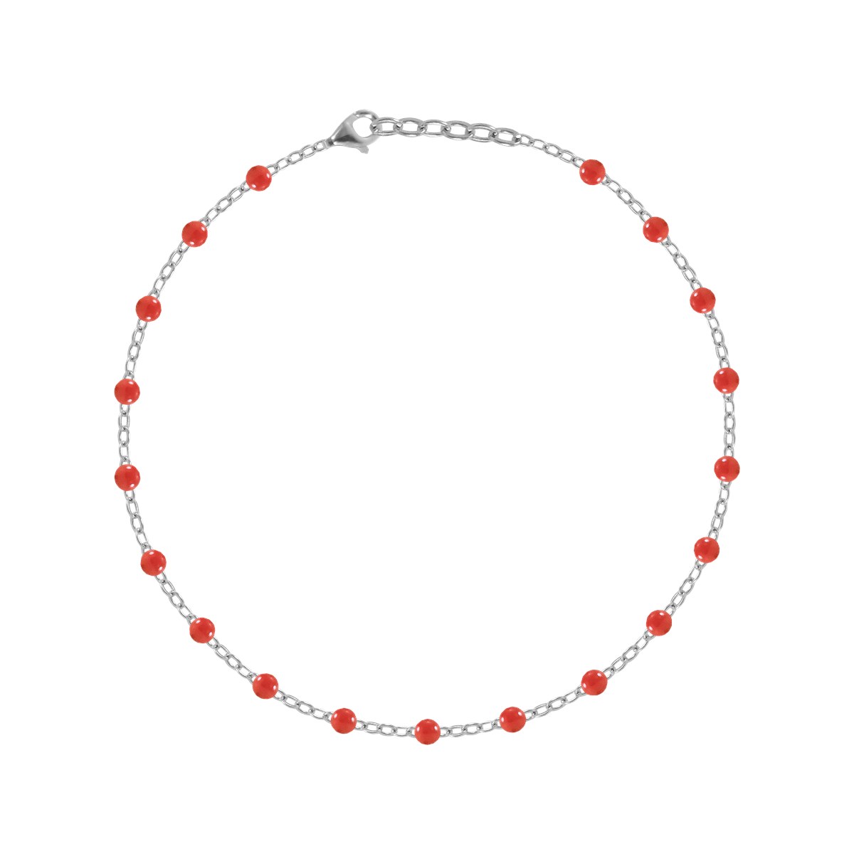 Bracelet à pierres rouges en acier argenté