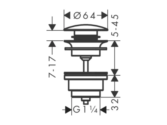 Bonde lavabo Push-open HANSGROHE bronze brossé