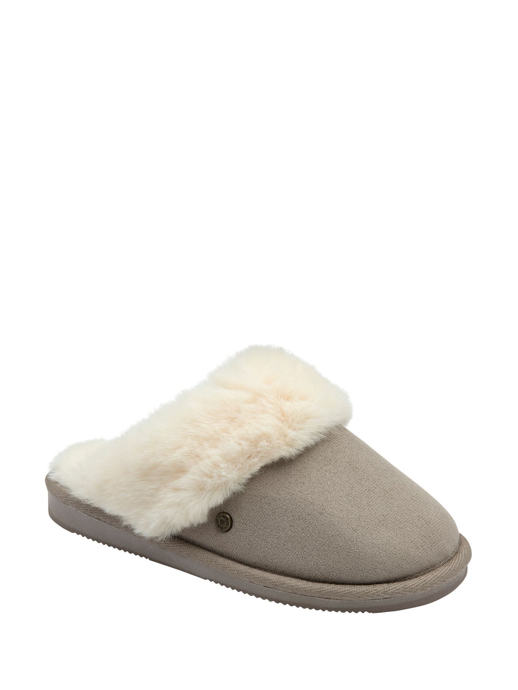 Grijs - Dunlop Faux Suede Mule Slippers Fur Collar