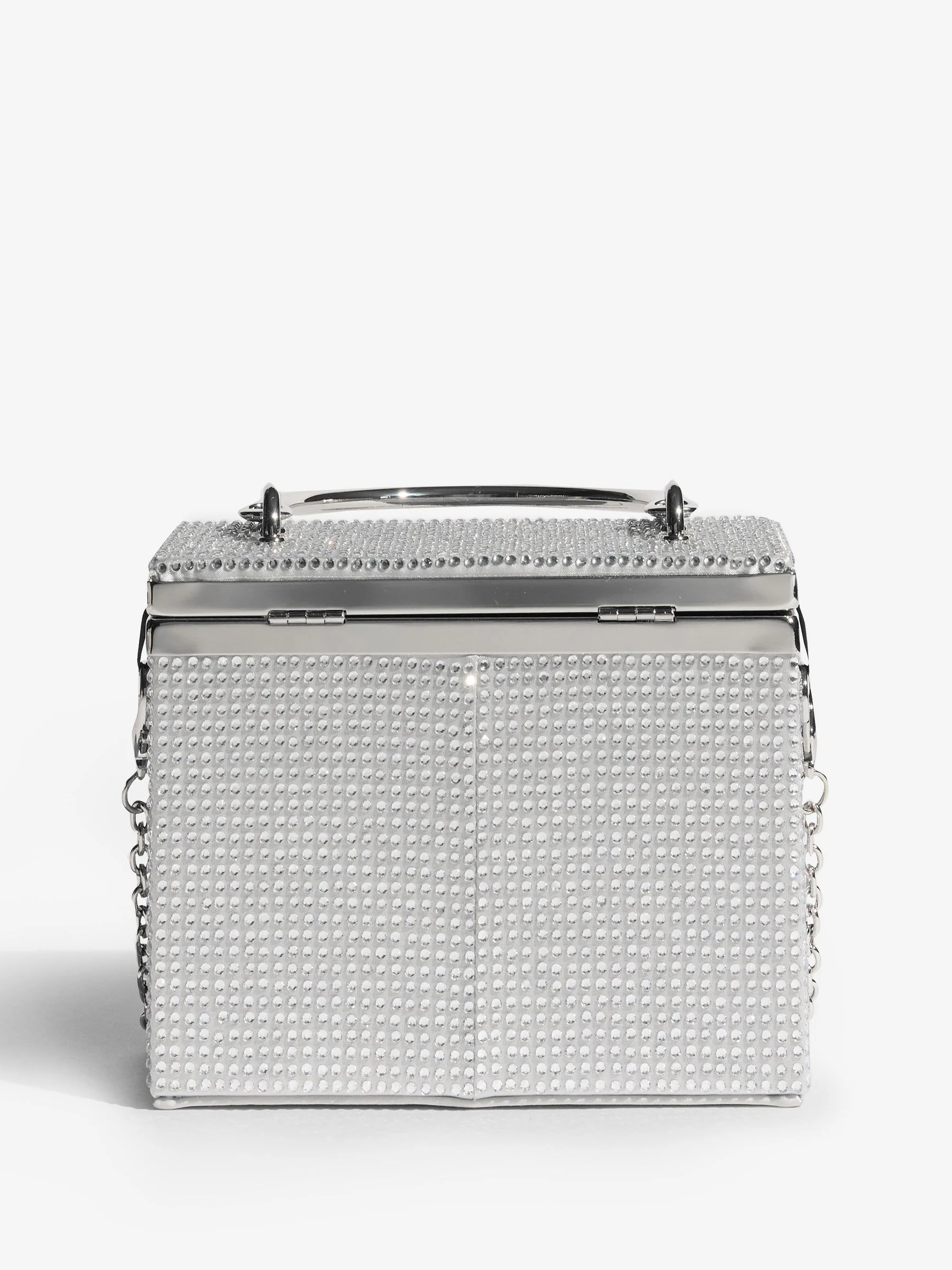 Zilver met stras - Lipsy Top Handle Box Bag