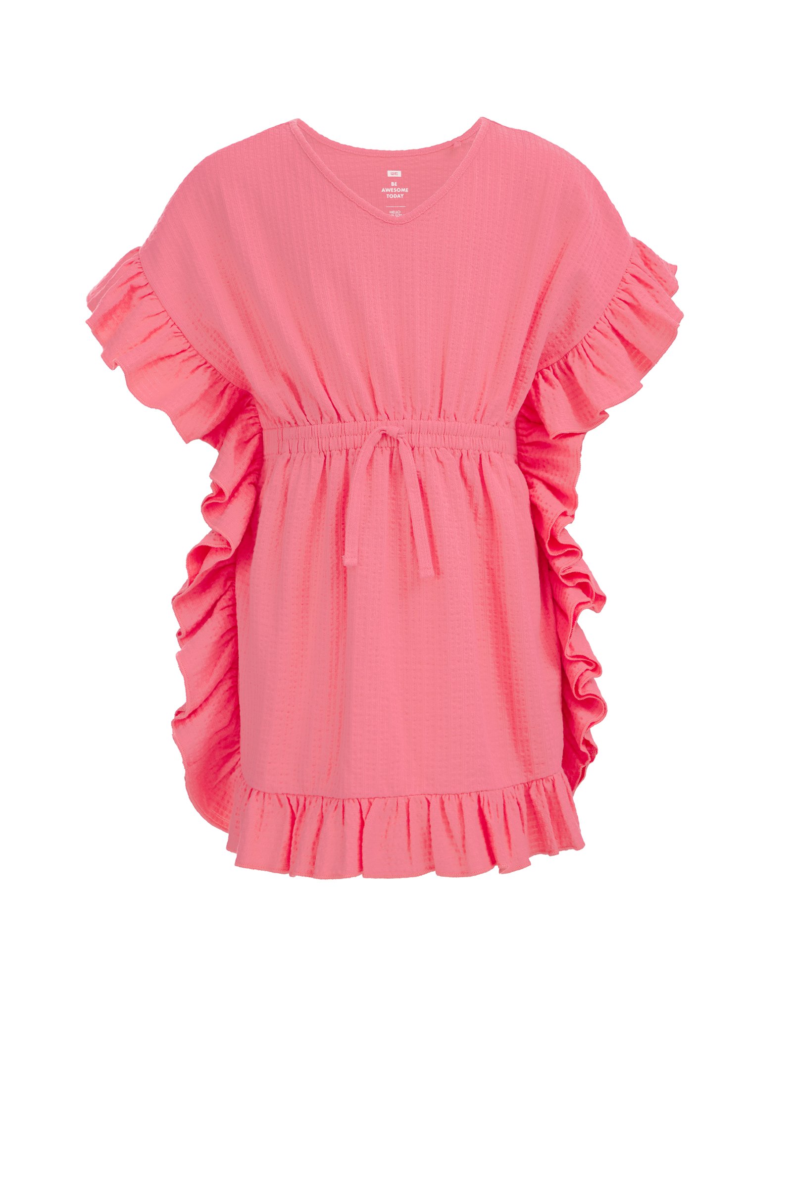 Meisjes strandjurk met structuur WE Fashion Felroze
