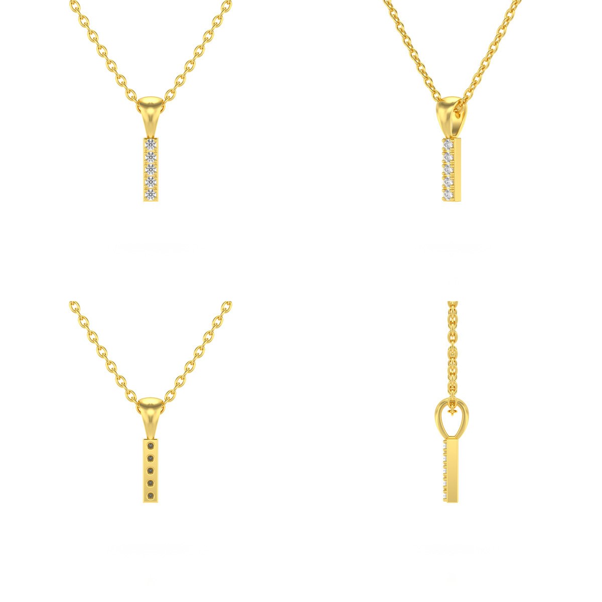 Collier Pendentif ADEN Lettre I Or 750 Jaune Diamant Chaine Or 750 incluse 0.72grs