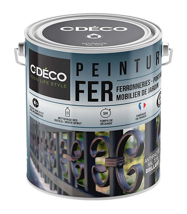 Peinture extérieure fer C-Deco brillant anthracite 2,5L