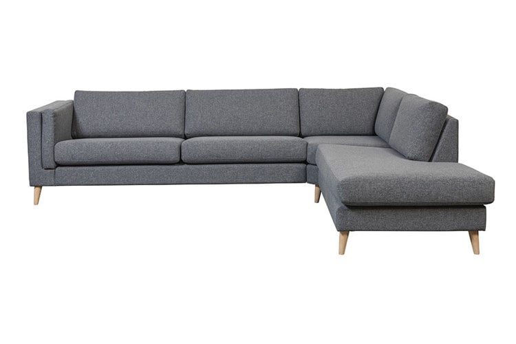 Edda sofa Tekstil Salsa 3 grey, ben 8, armlen G.