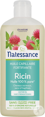 Natessance Huile De Ricin Fortifie Et Régénère Cheveux Et Ongles Flacon 250ml