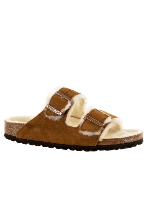 Sandales - nu-pieds birkenstock arizona shearling leve narrow 00491 -mink