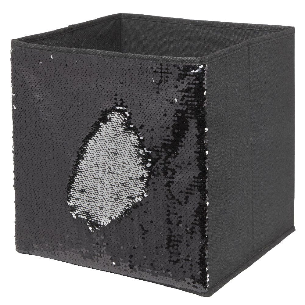 Panière Box Cube 31x29x31cm sequins noir