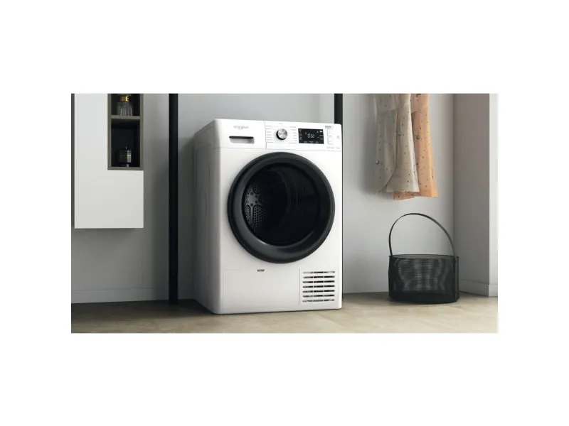 Whirlpool FFT M22 9X2B PL, Fritstående, Front-læsning, Kondensering, Sort, Hvid, Knapper, Dreje, Berøring, Højre