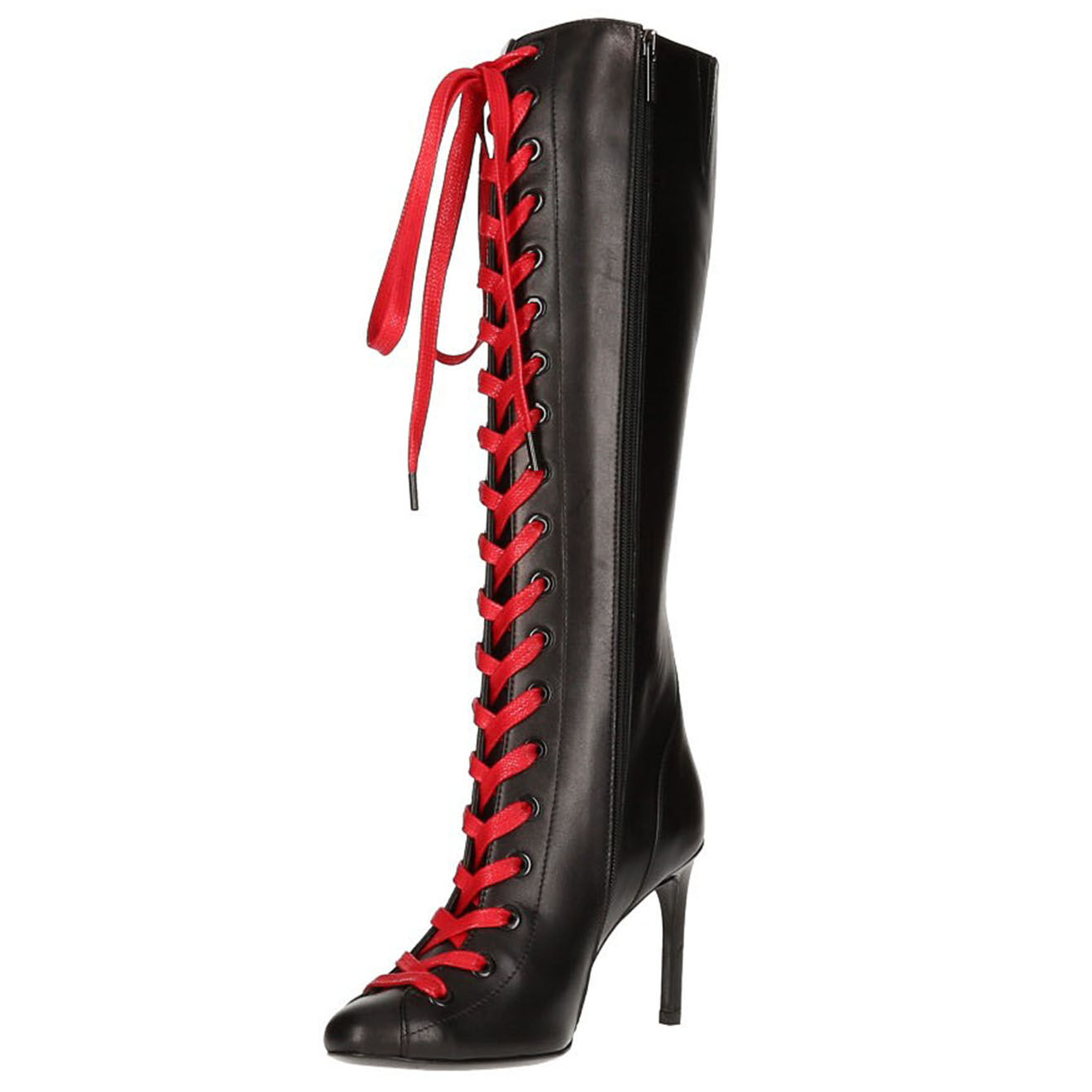 Maison Ernest Paris Cuissardes en Cuir noir/rouge - Talon 12 cm