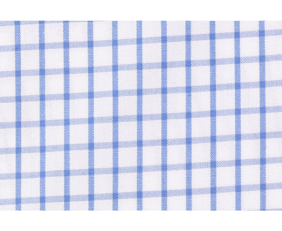 Chemise blanche carreaux bleus - Col français - HUGO MC