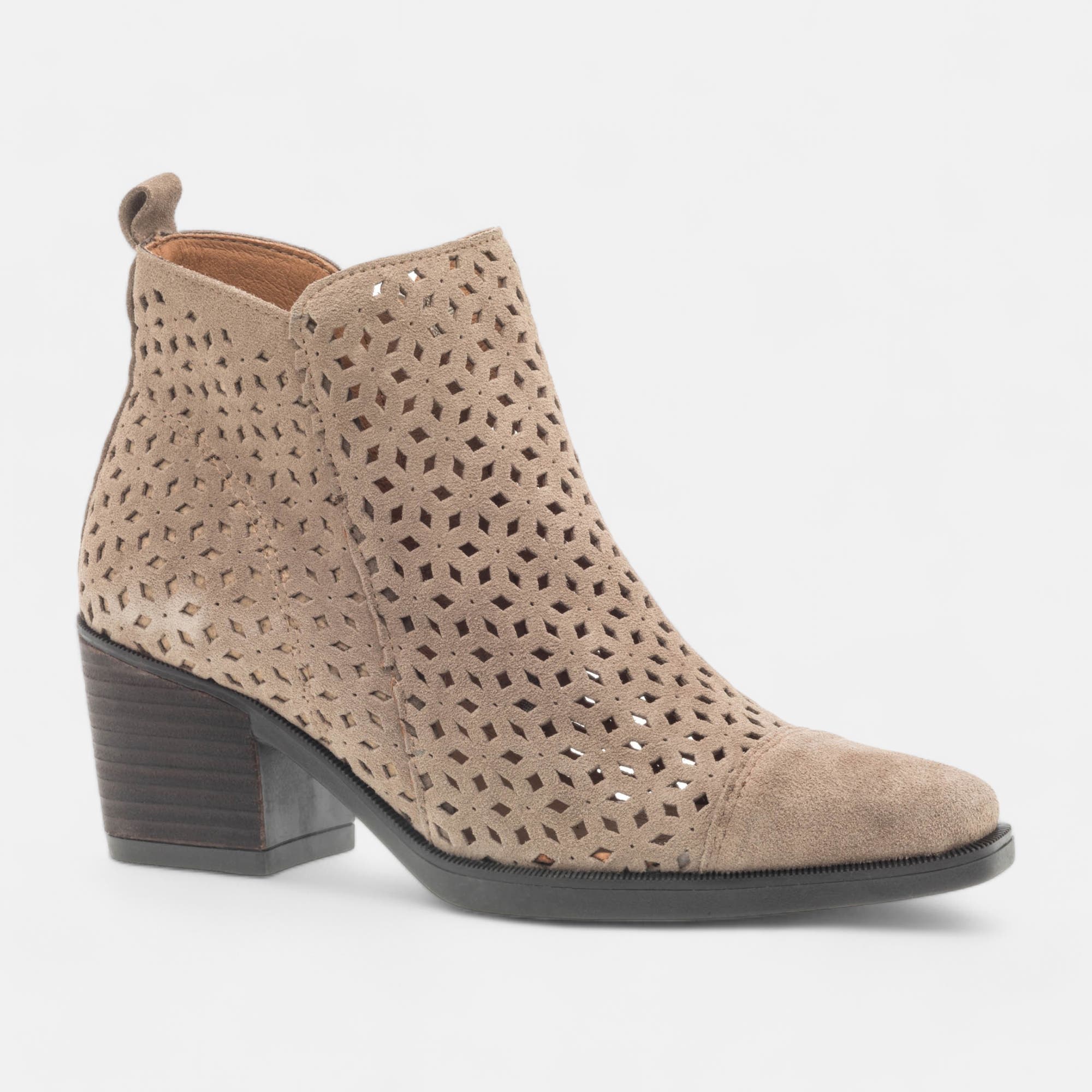 Bottines à talon Femme en cuir beige