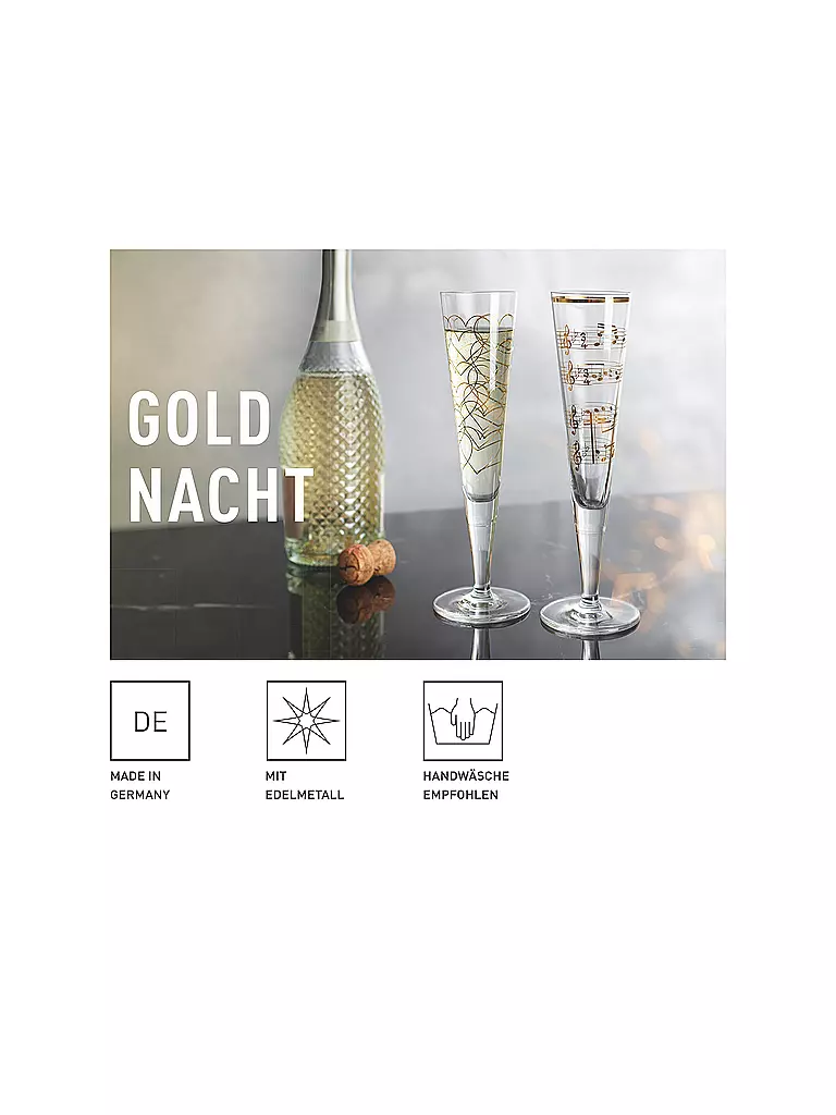 RITZENHOFF Champagnerglas 2-er Set Goldnacht Champus #23 Nathalie Jean, Rurik Mahlberg 2023 gold